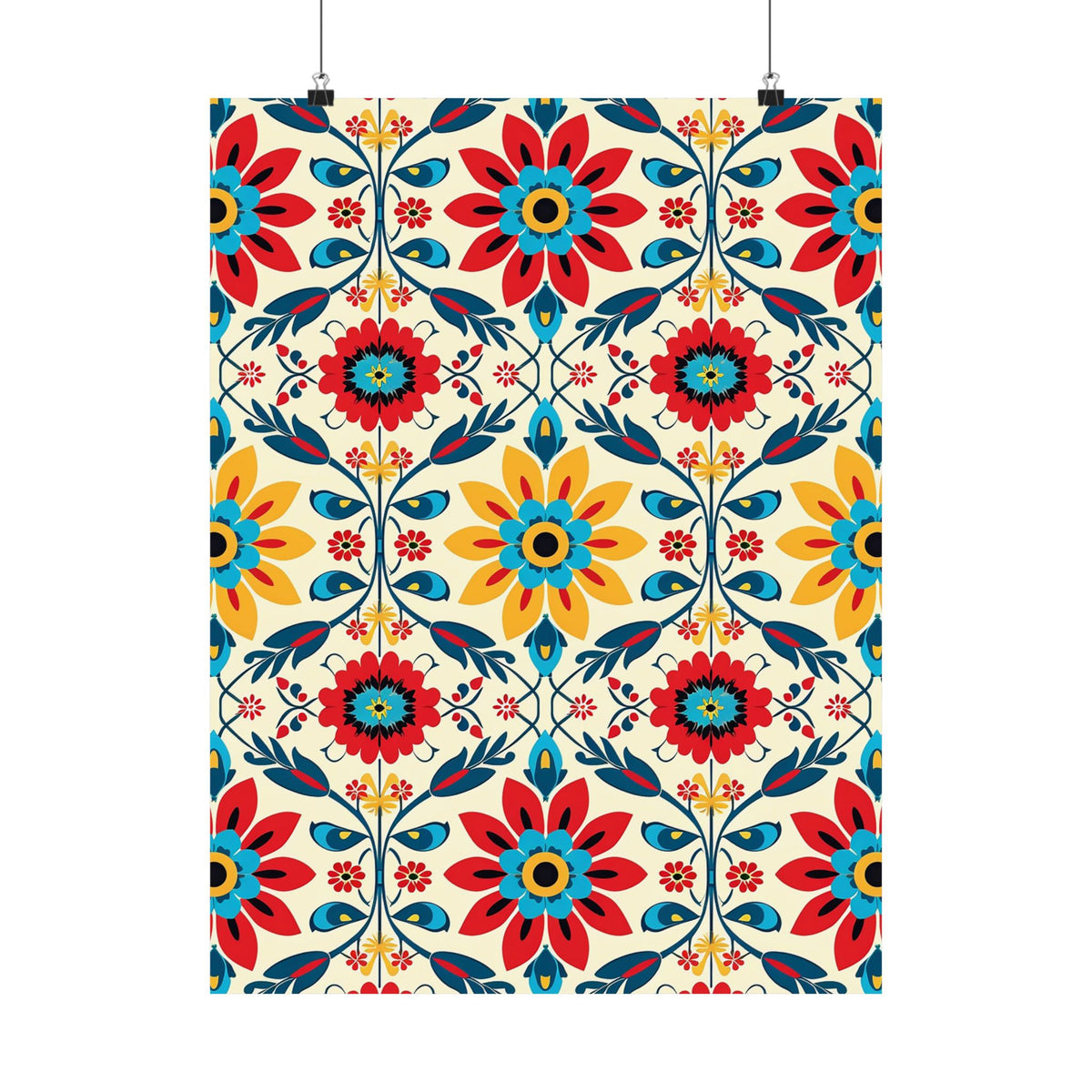 Mexican Floral Fiesta Pattern 041 - 18 in x 24 in Matte Poster