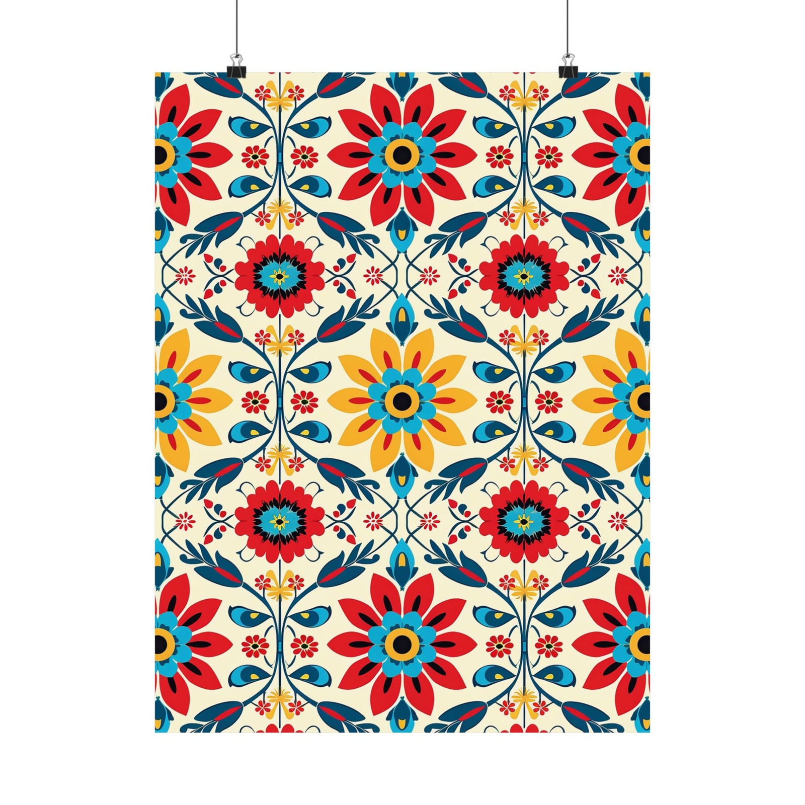 Mexican Floral Fiesta Pattern 041 - 18 in x 24 in Matte Poster
