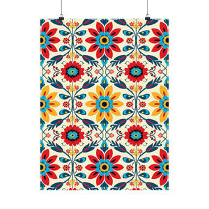 Mexican Floral Fiesta Pattern 041 - 18 in x 24 in Matte Poster