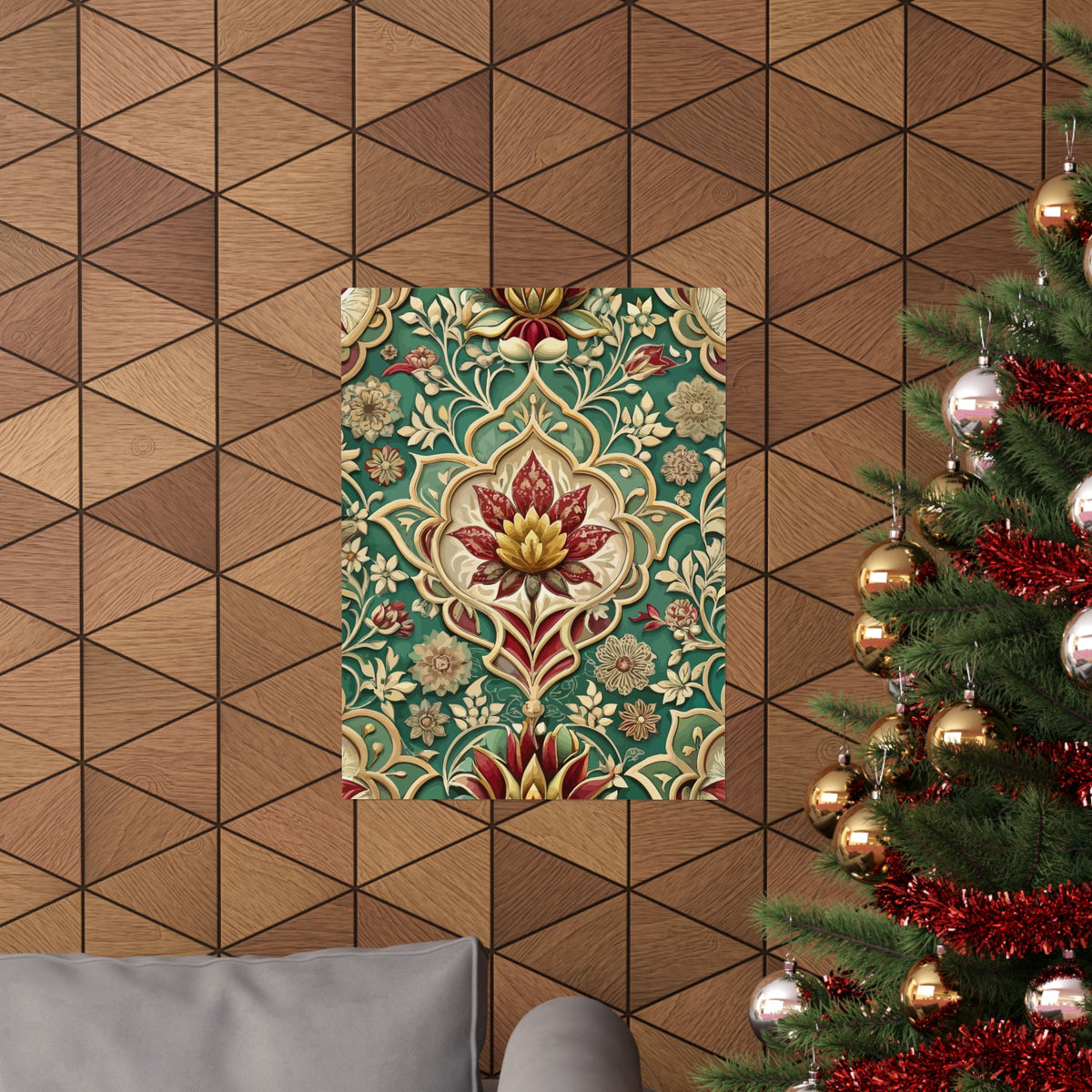 Folk Floral Pattern, Mughal Inspired 02 - 18 in x 24 in Matte Poster