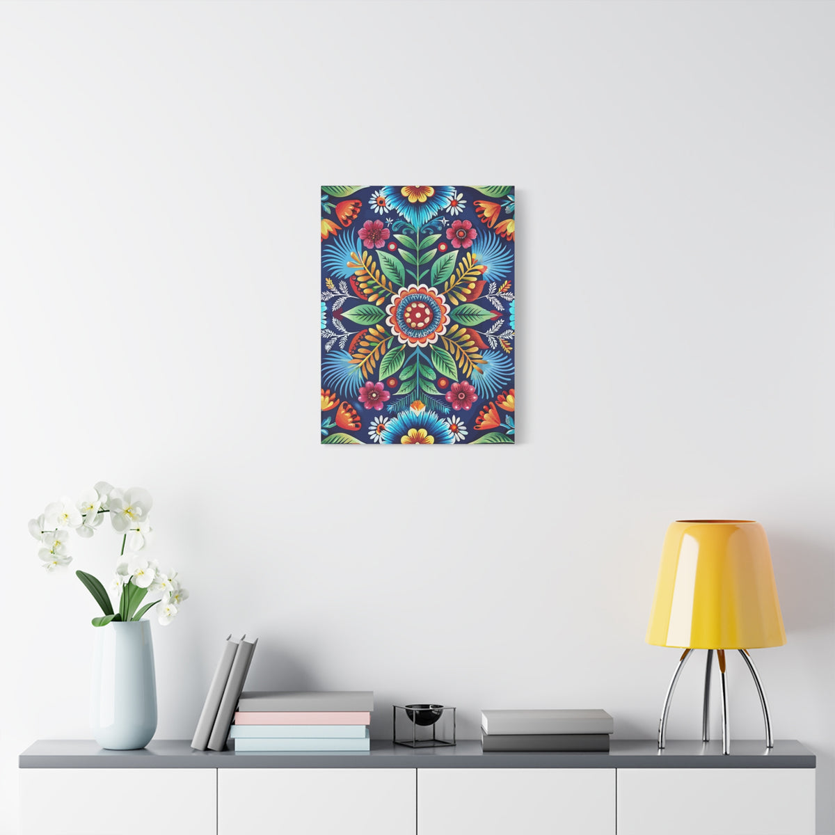 Folk Floral Pattern, Polish Inspired 03 - 18 in x 24 in Matte Canvas, Stretched, 1.25 in