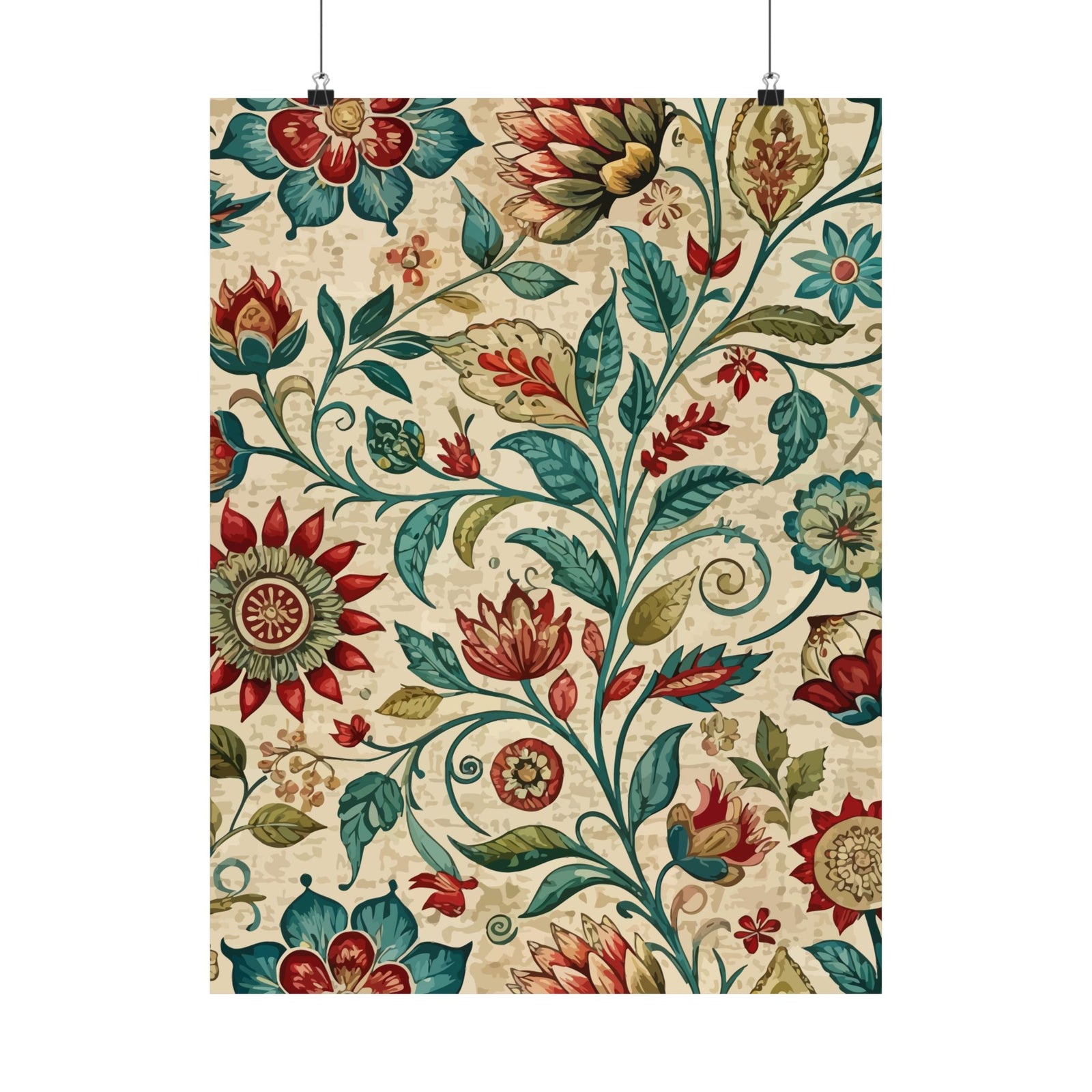 Folk Floral Pattern, Indian Inspired 06 - 18 in x 24 in Matte Poster