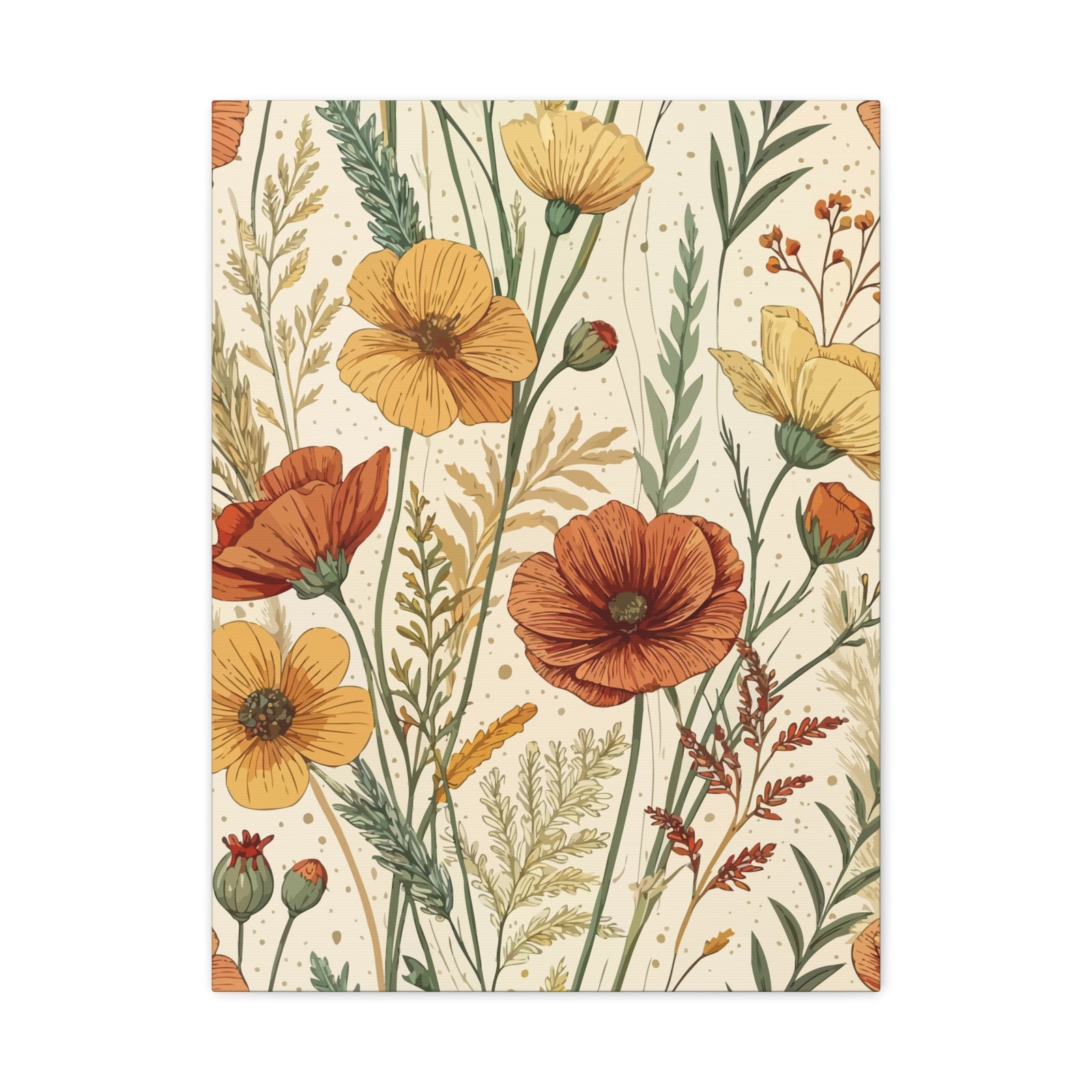 Wildflowers Pattern 007 - 18 in x 24 in Matte Canvas, Stretched, 1.25 in