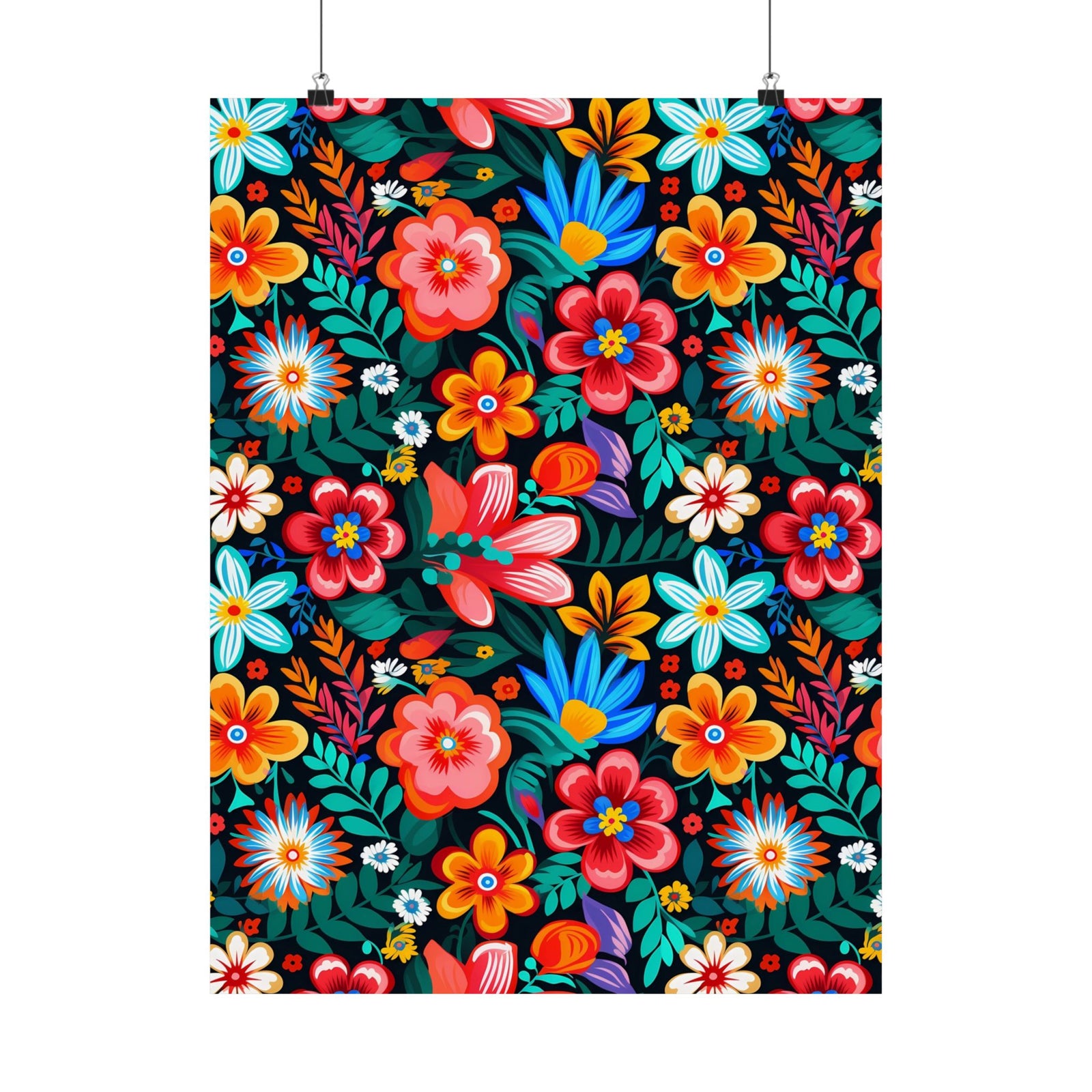 Mexican Floral Fiesta Pattern 054 - 18 in x 24 in Matte Poster