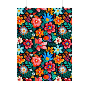 Mexican Floral Fiesta Pattern 054 - 18 in x 24 in Matte Poster