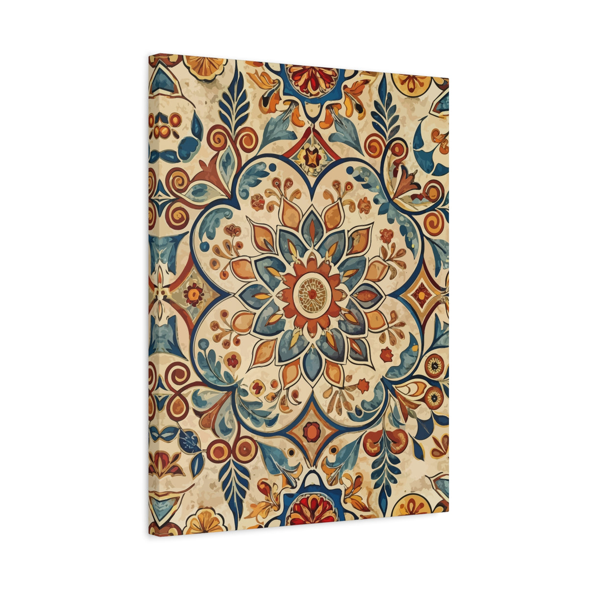 Folk Floral Pattern, Moroccan Inspired 06 - 18 in x 24 in Matte Canvas, Stretched, 1.25 in