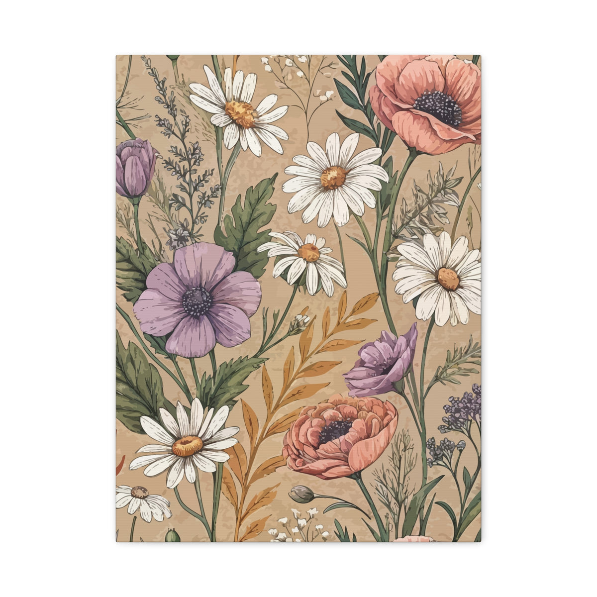Wildflowers Pattern 096 - 18 in x 24 in Matte Canvas, Stretched, 1.25 in