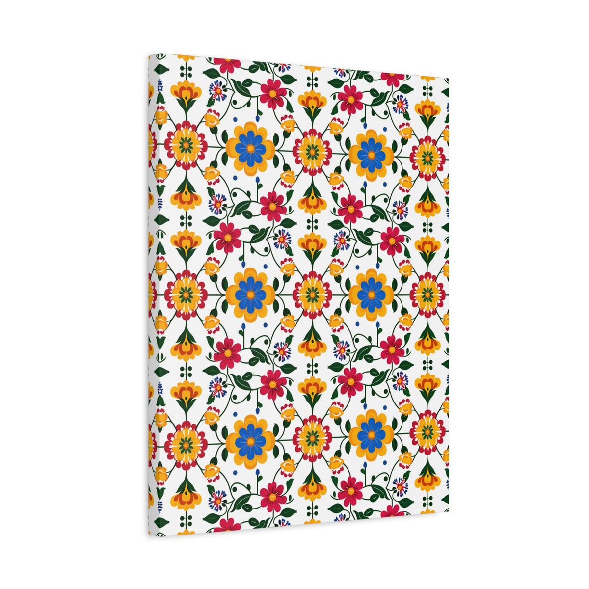 Mexican Floral Fiesta Pattern 018 - 18 in x 24 in Matte Canvas, Stretched, 1.25 in