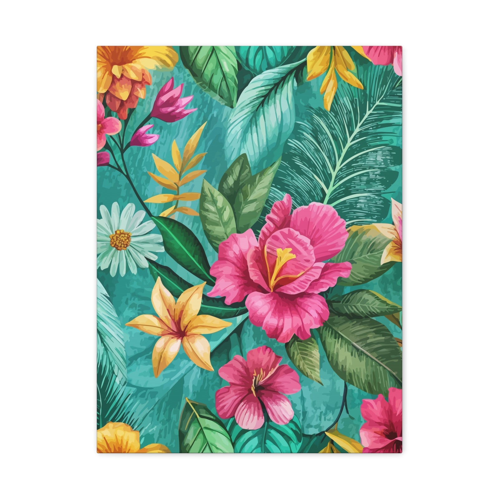 Folk Floral Pattern, South American Inspired 02 - 18 in x 24 in Matte Canvas, Stretched, 1.25 in