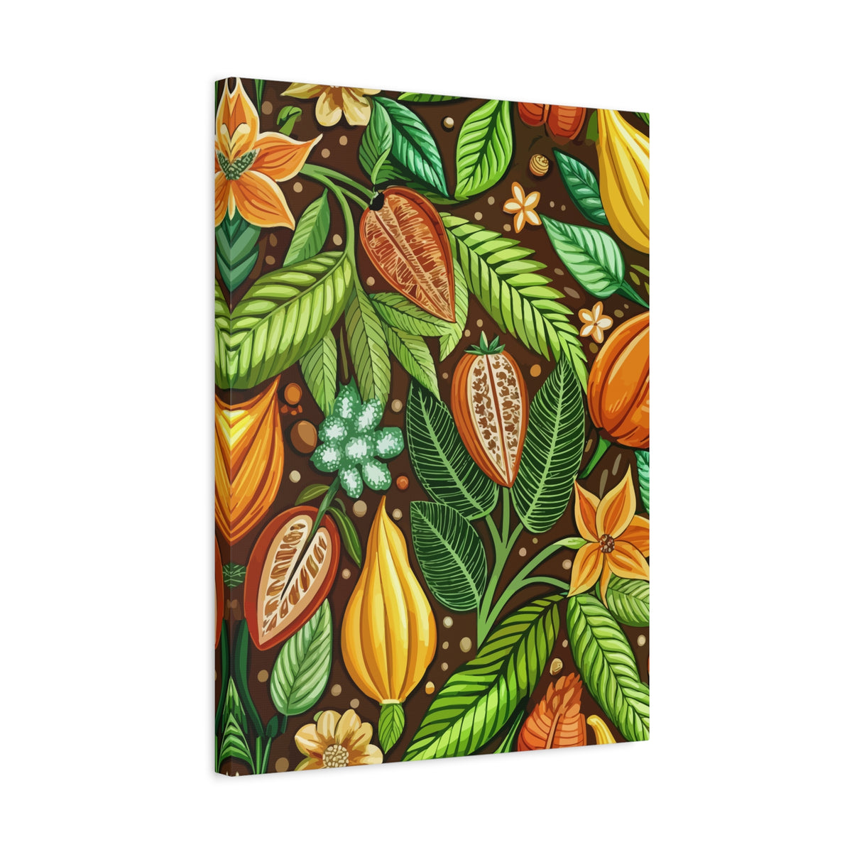 Folk Floral Pattern, Mayan Inspired 01 - 18 in x 24 in Matte Canvas, Stretched, 1.25 in