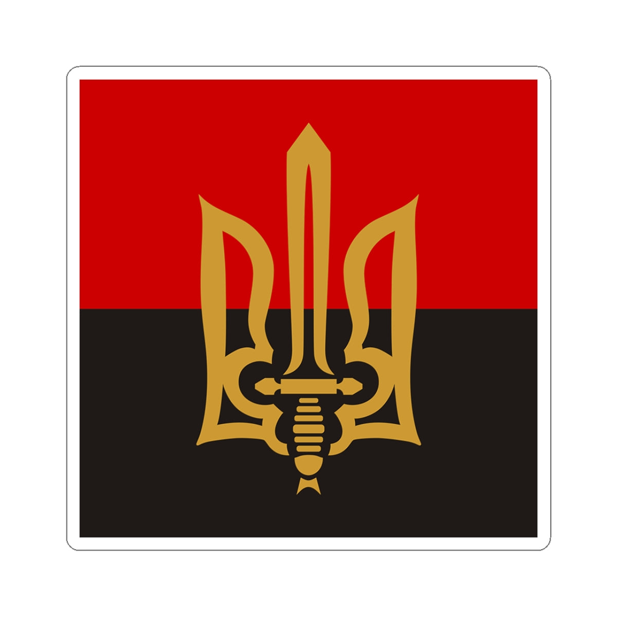 Stylized Tryzub And Red-Black Flag - 3" x 3" Kiss-Cut Sticker