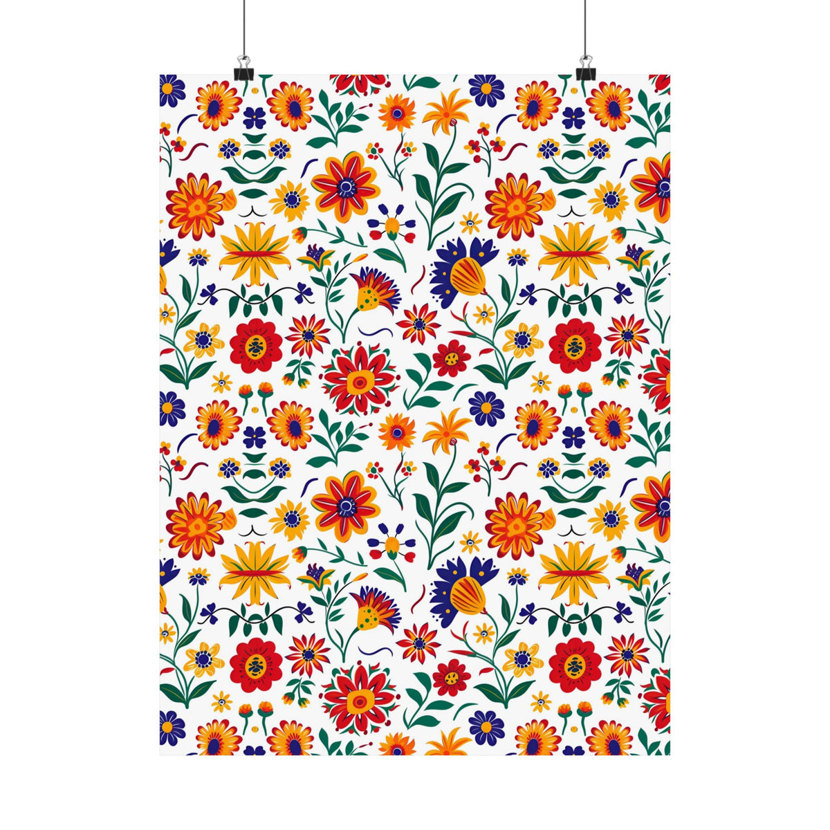 Mexican Floral Fiesta Pattern 024 - 18 in x 24 in Matte Poster