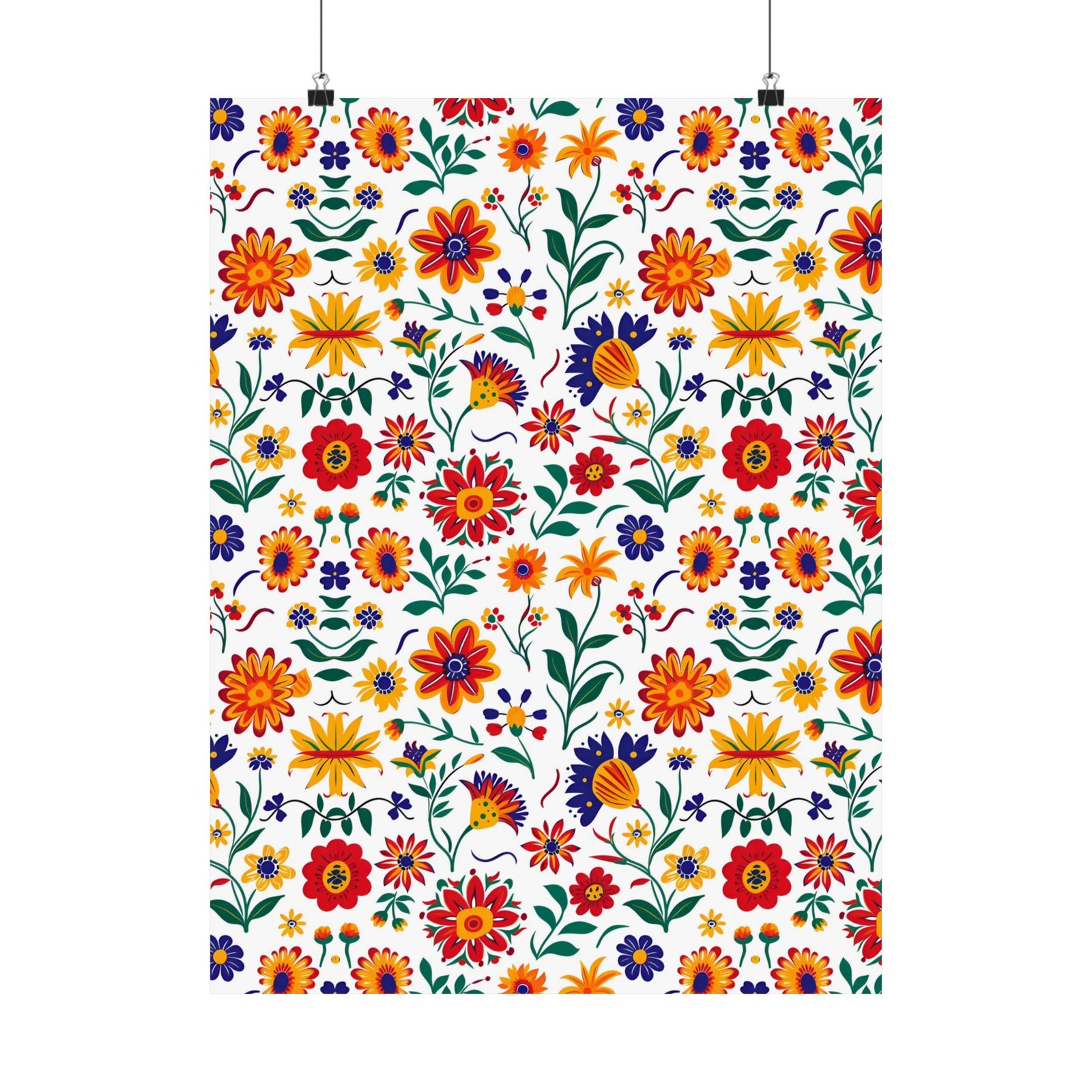 Mexican Floral Fiesta Pattern 024 - 18 in x 24 in Matte Poster