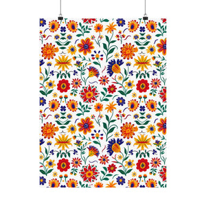 Mexican Floral Fiesta Pattern 024 - 18 in x 24 in Matte Poster