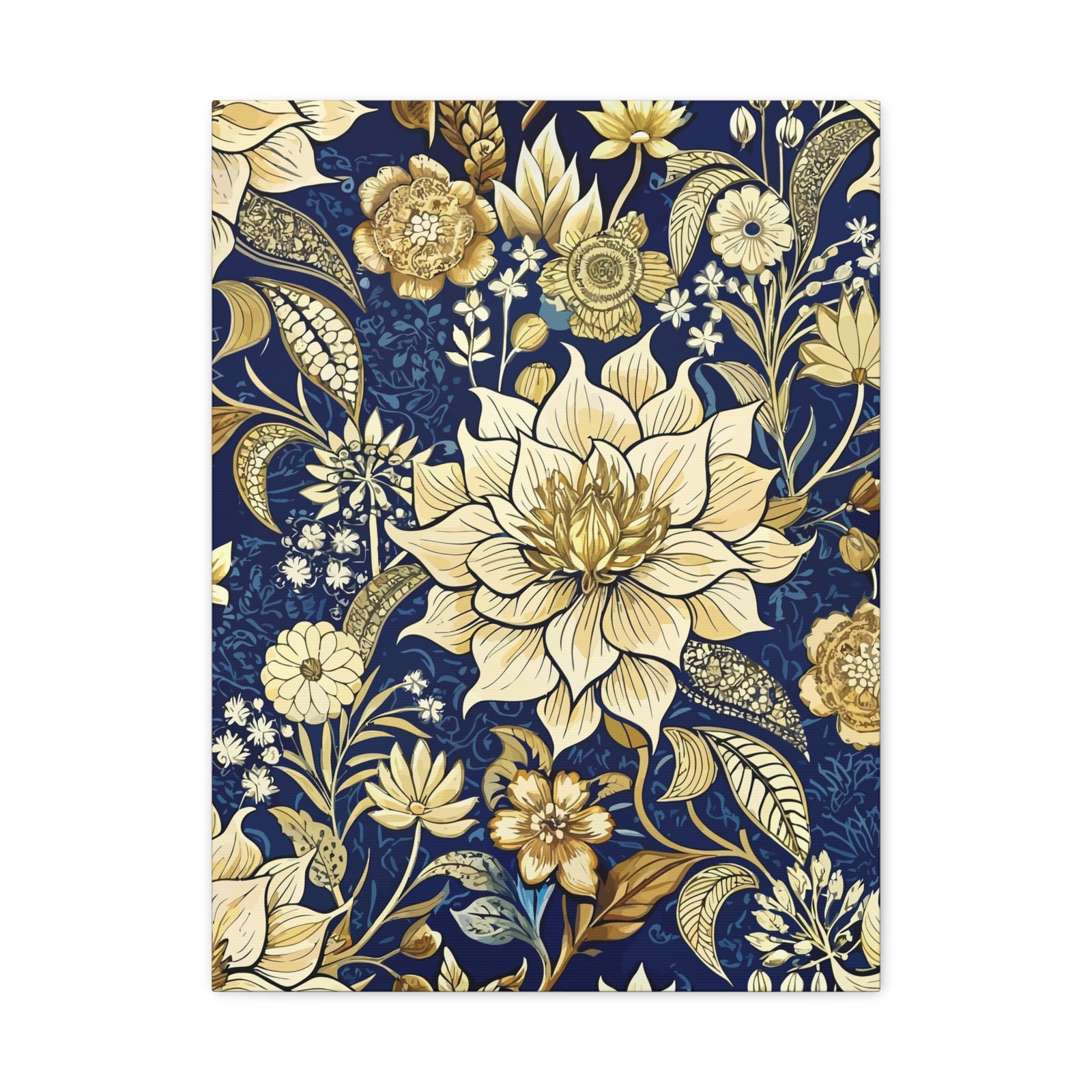 Folk Floral Pattern, Indonesian Inspired 01 - 18 in x 24 in Matte Canvas, Stretched, 1.25 in
