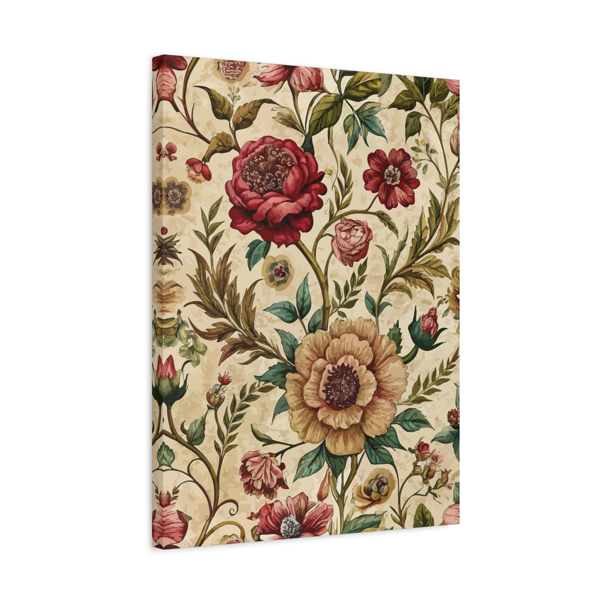 Folk Floral Pattern, Iranian Inspired 04 - 18 in x 24 in Matte Canvas, Stretched, 1.25 in