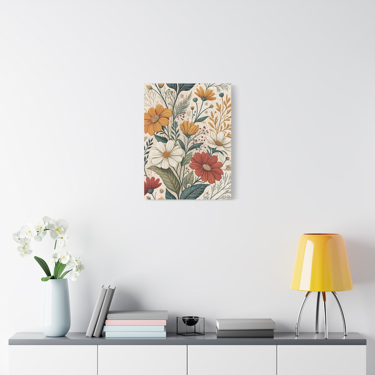 Wildflowers Pattern 070 - 18 in x 24 in Matte Canvas, Stretched, 1.25 in