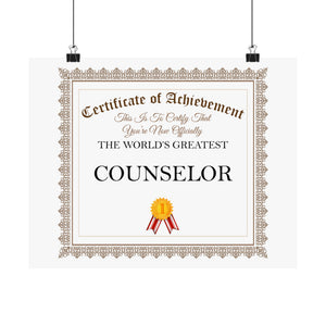 World's Greatest Counselor - 14 in x 11 in Matte Poster