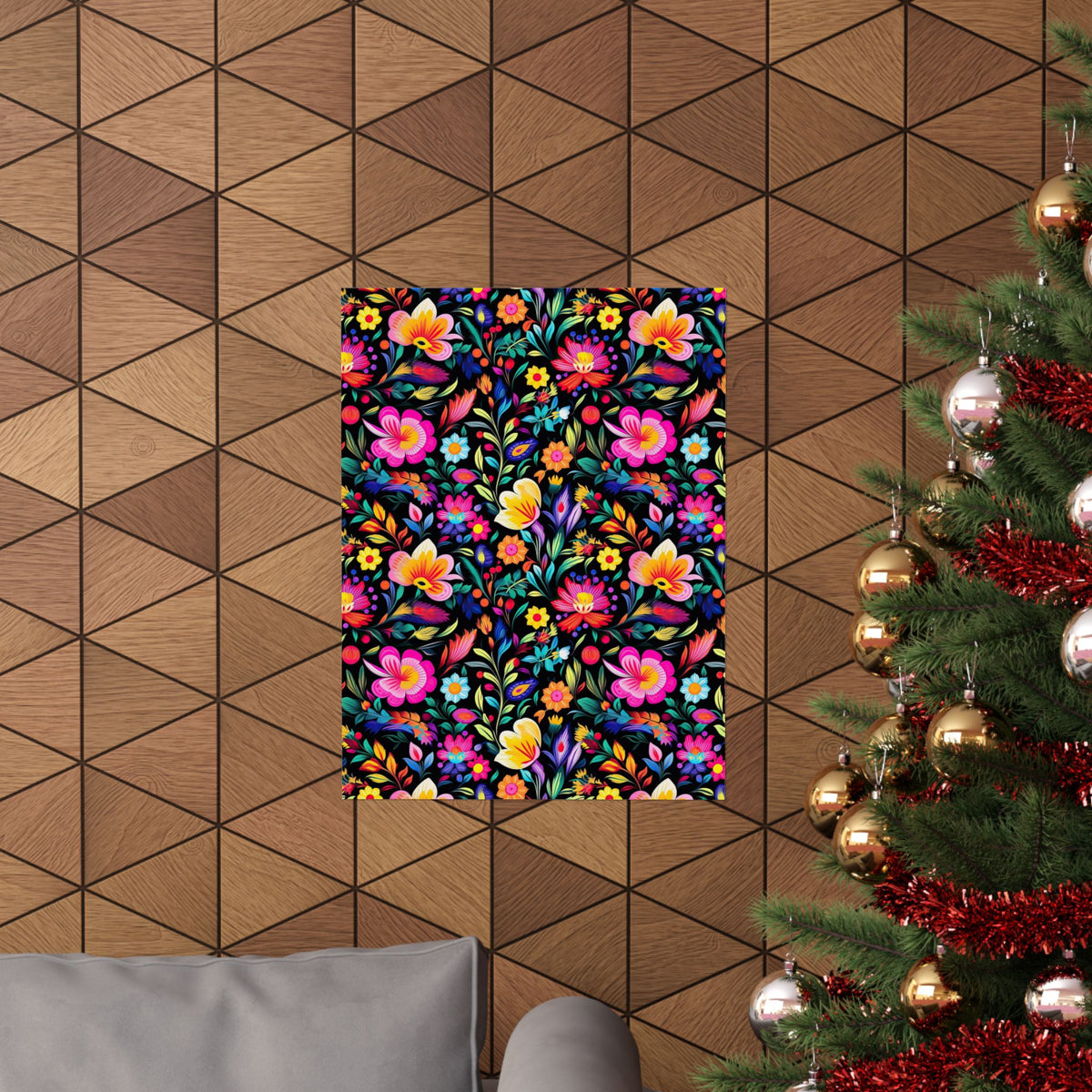 Mexican Floral Fiesta Pattern 031 - 18 in x 24 in Matte Poster