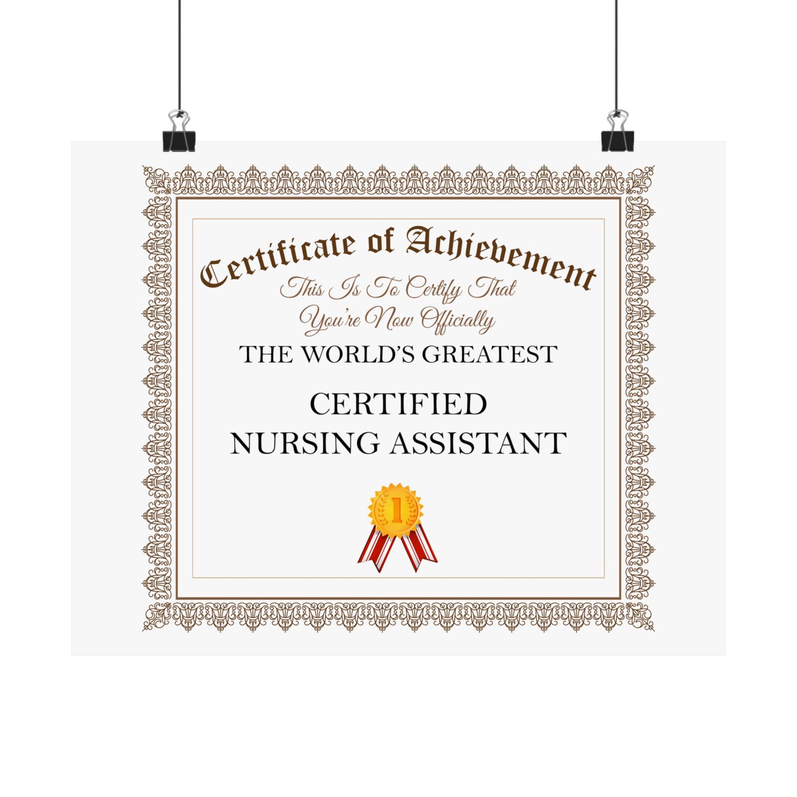 World's Greatest Certified Nursing Assistant - 14 in x 11 in Matte Poster