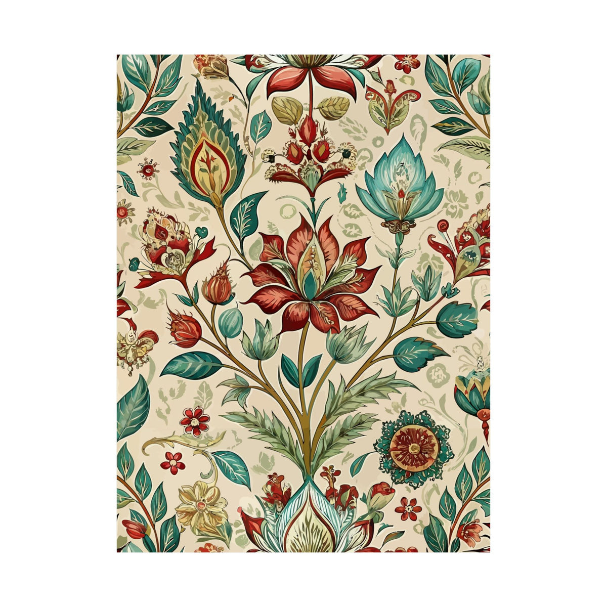 Folk Floral Pattern, Indian Inspired 07 - 18 in x 24 in Matte Poster