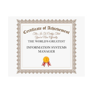 World's Greatest Information Systems Manager - 14 in x 11 in Matte Poster