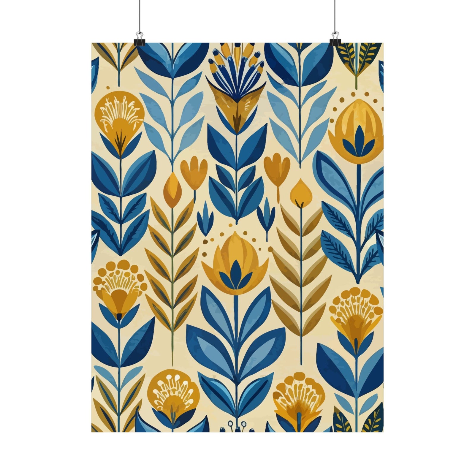 Folk Floral Pattern, Scandinavian Inspired 02 - 18 in x 24 in Matte Poster