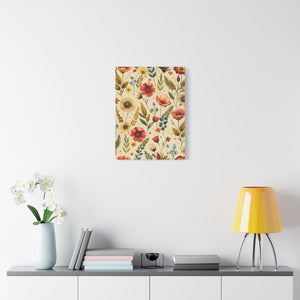 Folk Floral Pattern, Czech Inspired 02 - 18 in x 24 in Matte Canvas, Stretched, 1.25 in