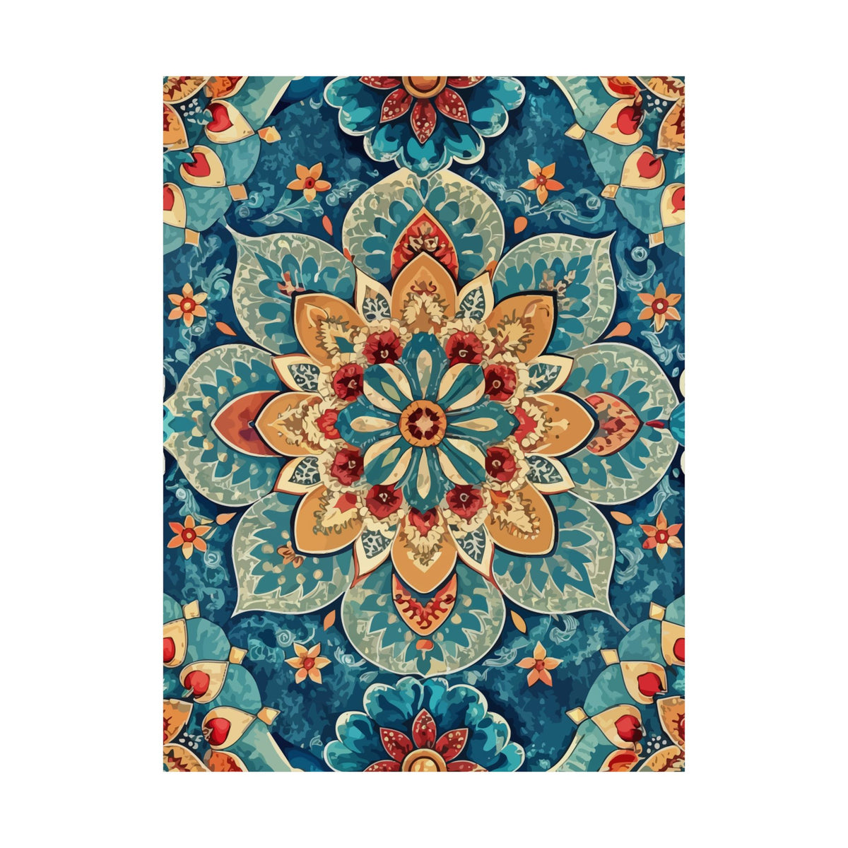 Folk Floral Pattern, Moroccan Inspired 05 - 18 in x 24 in Matte Poster