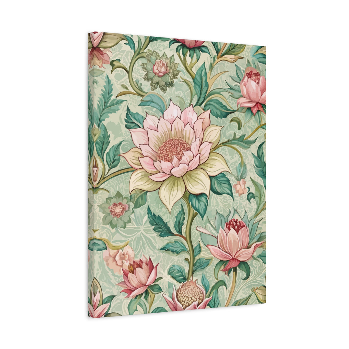 Folk Floral Pattern, Burmese Inspired 02 - 18 in x 24 in Matte Canvas, Stretched, 1.25 in