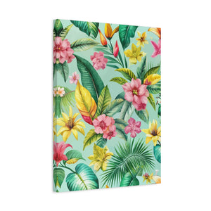 Folk Floral Pattern, Caribbean Inspired 01 - 18 in x 24 in Matte Canvas, Stretched, 1.25 in