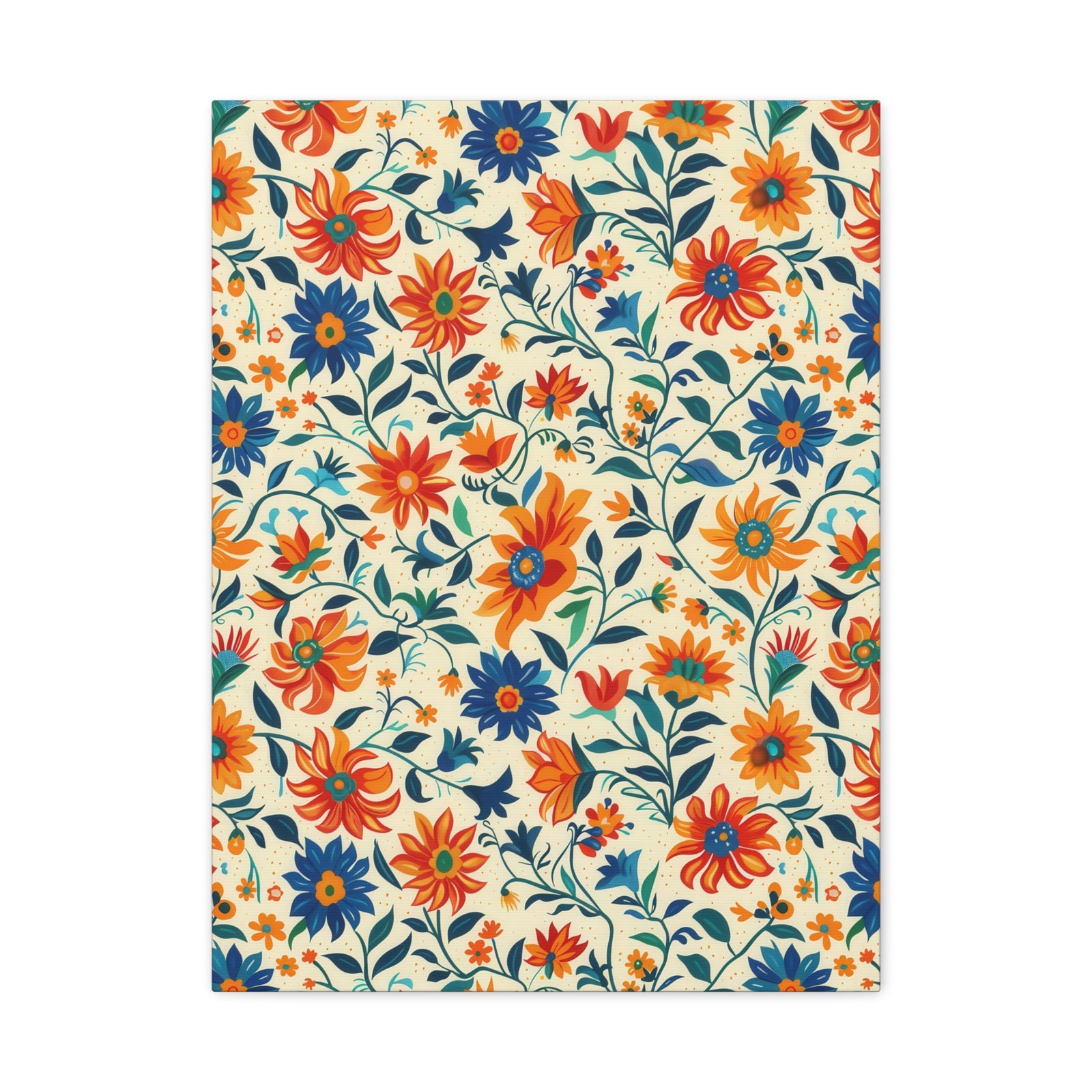Mexican Floral Fiesta Pattern 012 - 18 in x 24 in Matte Canvas, Stretched, 1.25 in