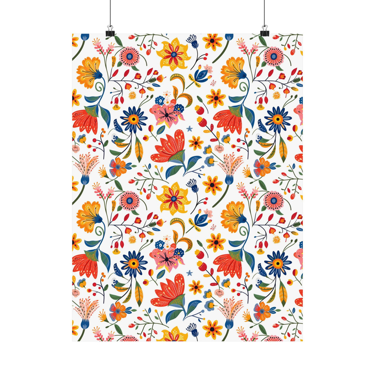 Mexican Floral Fiesta Pattern 019 - 18 in x 24 in Matte Poster