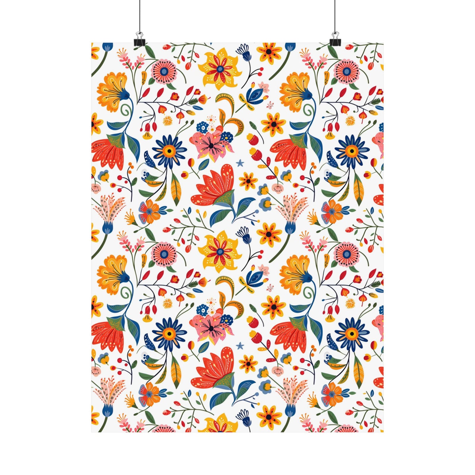 Mexican Floral Fiesta Pattern 019 - 18 in x 24 in Matte Poster