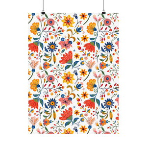 Mexican Floral Fiesta Pattern 019 - 18 in x 24 in Matte Poster