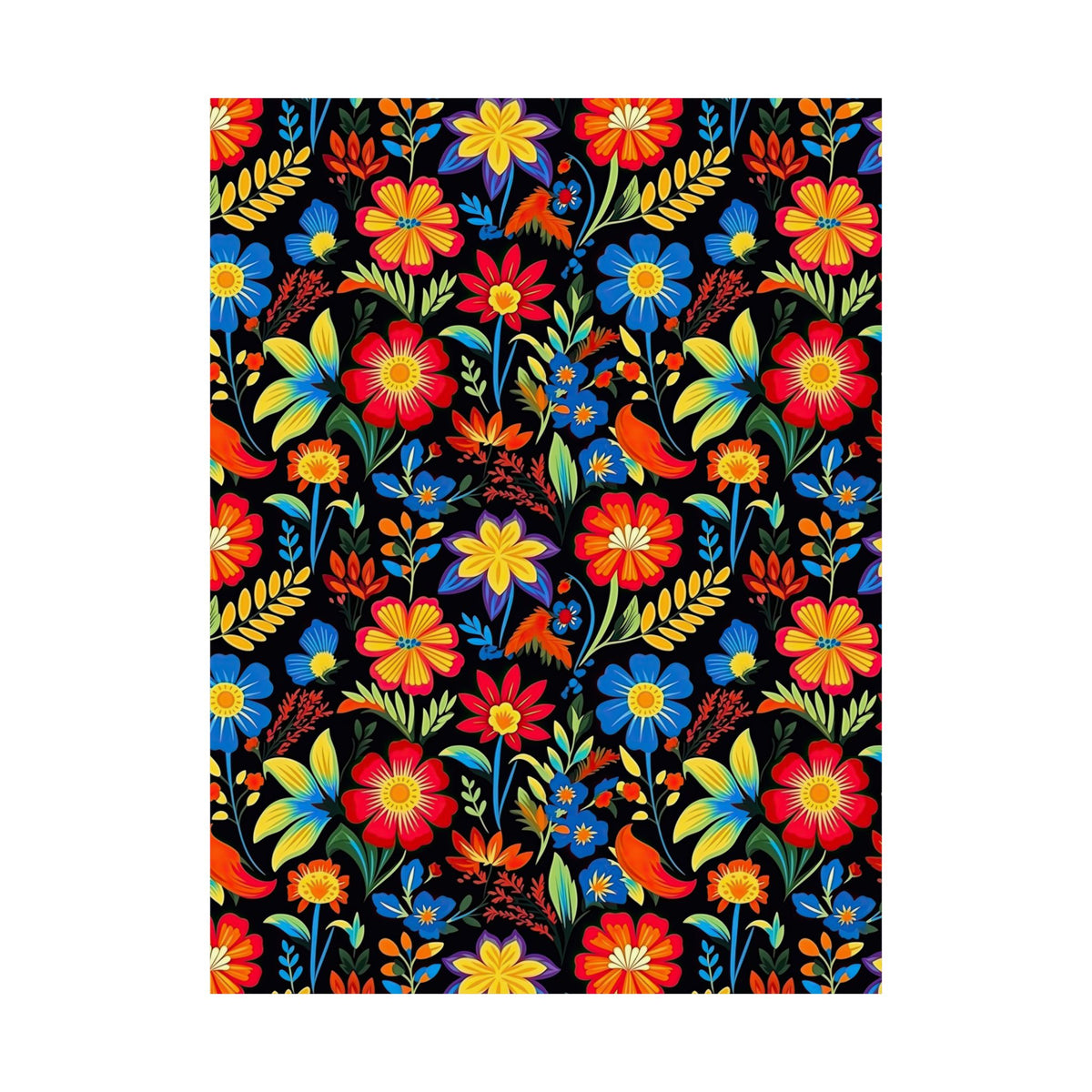 Mexican Floral Fiesta Pattern 035 - 18 in x 24 in Matte Poster