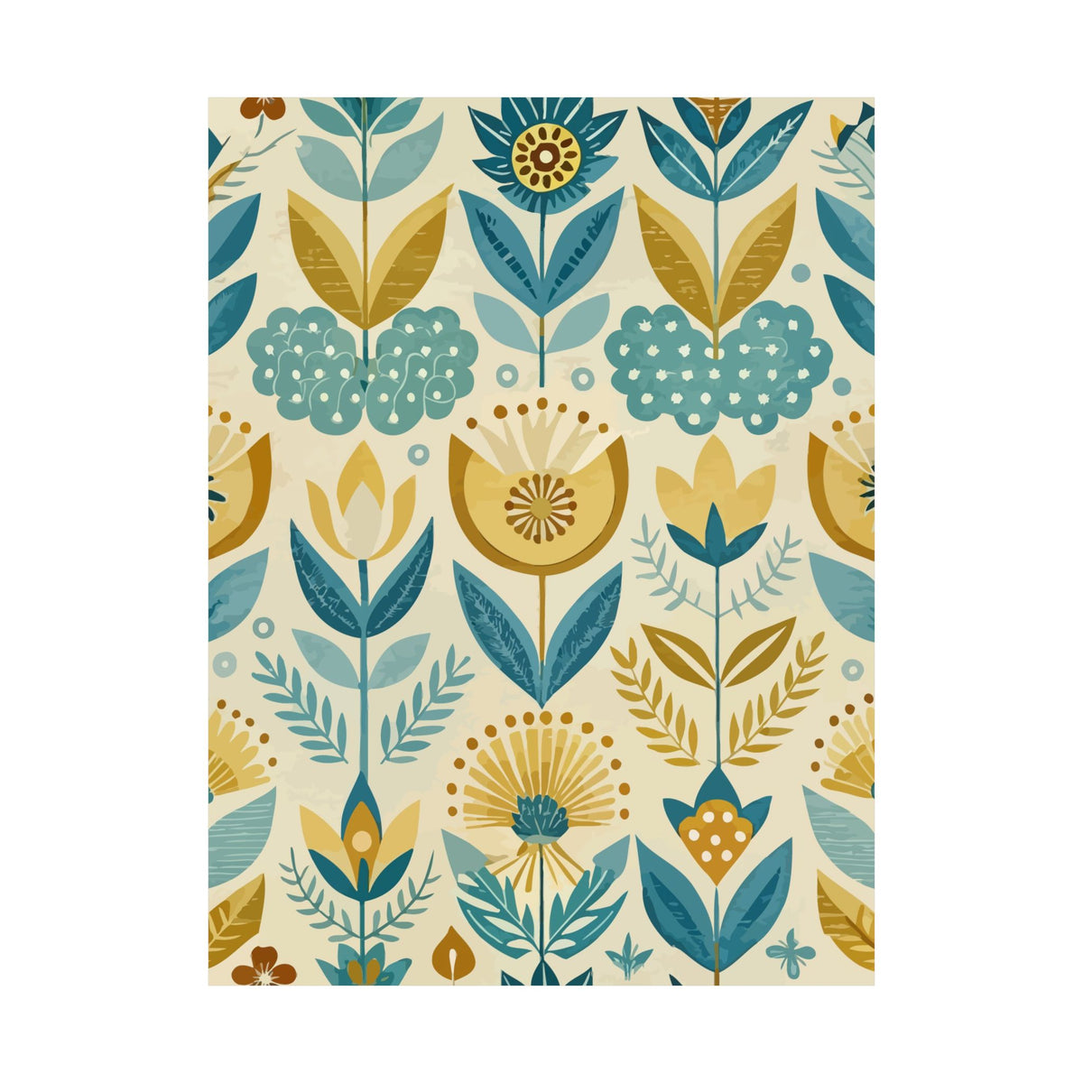 Folk Floral Pattern, Scandinavian Inspired 07 - 18 in x 24 in Matte Poster