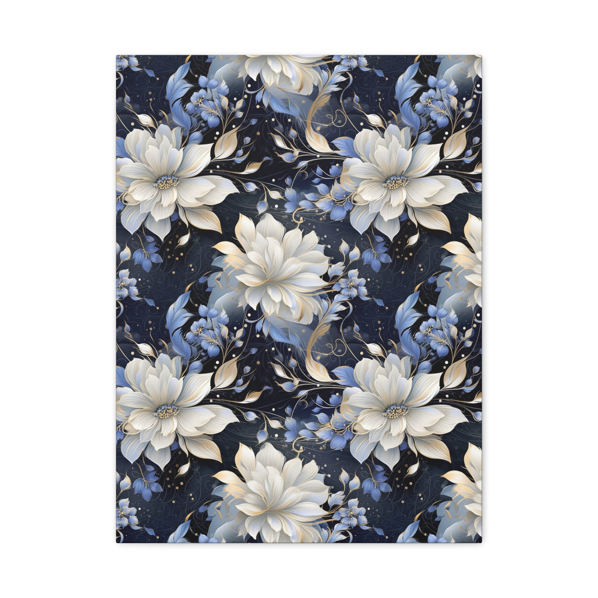 Nocturnal Bloom Pattern 008 - 18 in x 24 in Matte Canvas, Stretched, 1.25 in