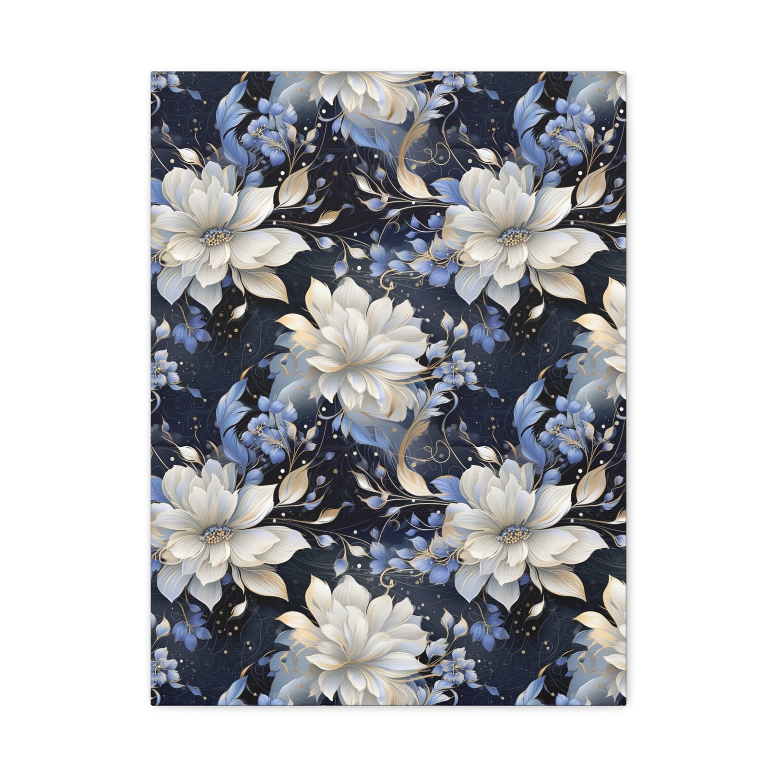 Nocturnal Bloom Pattern 008 - 18 in x 24 in Matte Canvas, Stretched, 1.25 in