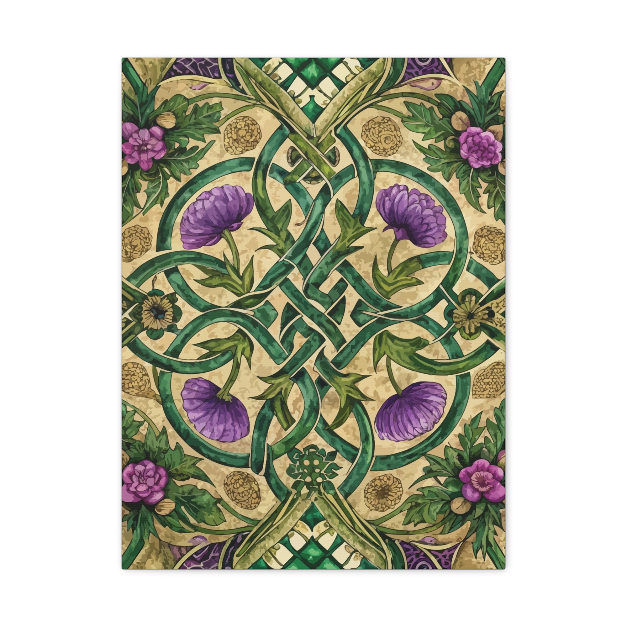 Folk Floral Pattern, Celtic Inspired 04 - 18 in x 24 in Matte Canvas, Stretched, 1.25 in