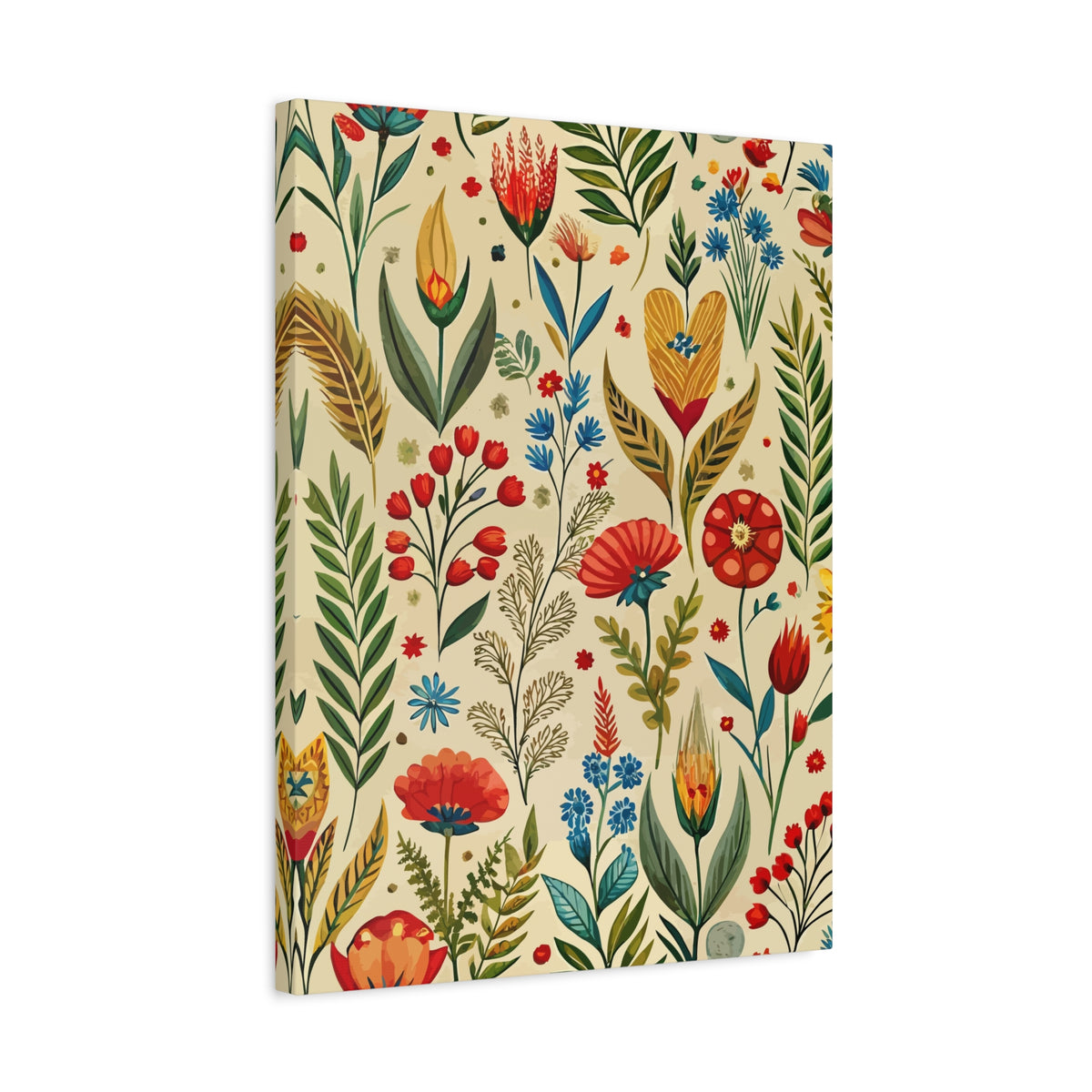 Folk Floral Pattern, Bulgarian Inspired 02 - 18 in x 24 in Matte Canvas, Stretched, 1.25 in