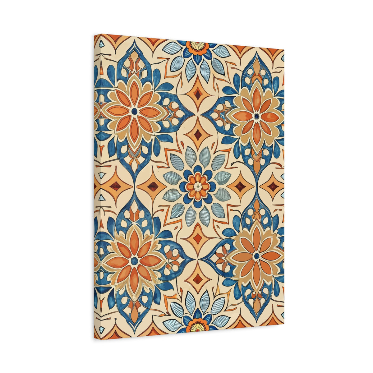 Folk Floral Pattern, Moroccan Inspired 08 - 18 in x 24 in Matte Canvas, Stretched, 1.25 in