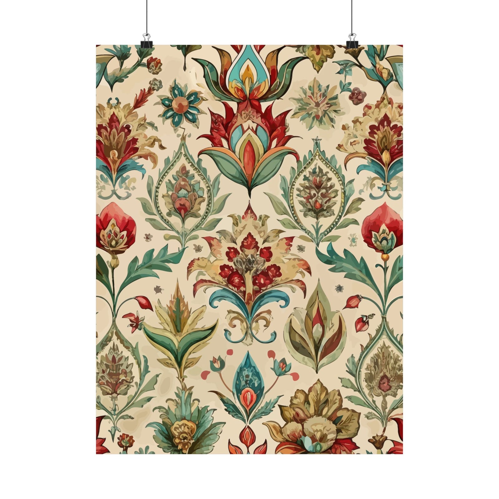 Folk Floral Pattern, Mughal Inspired 04 - 18 in x 24 in Matte Poster