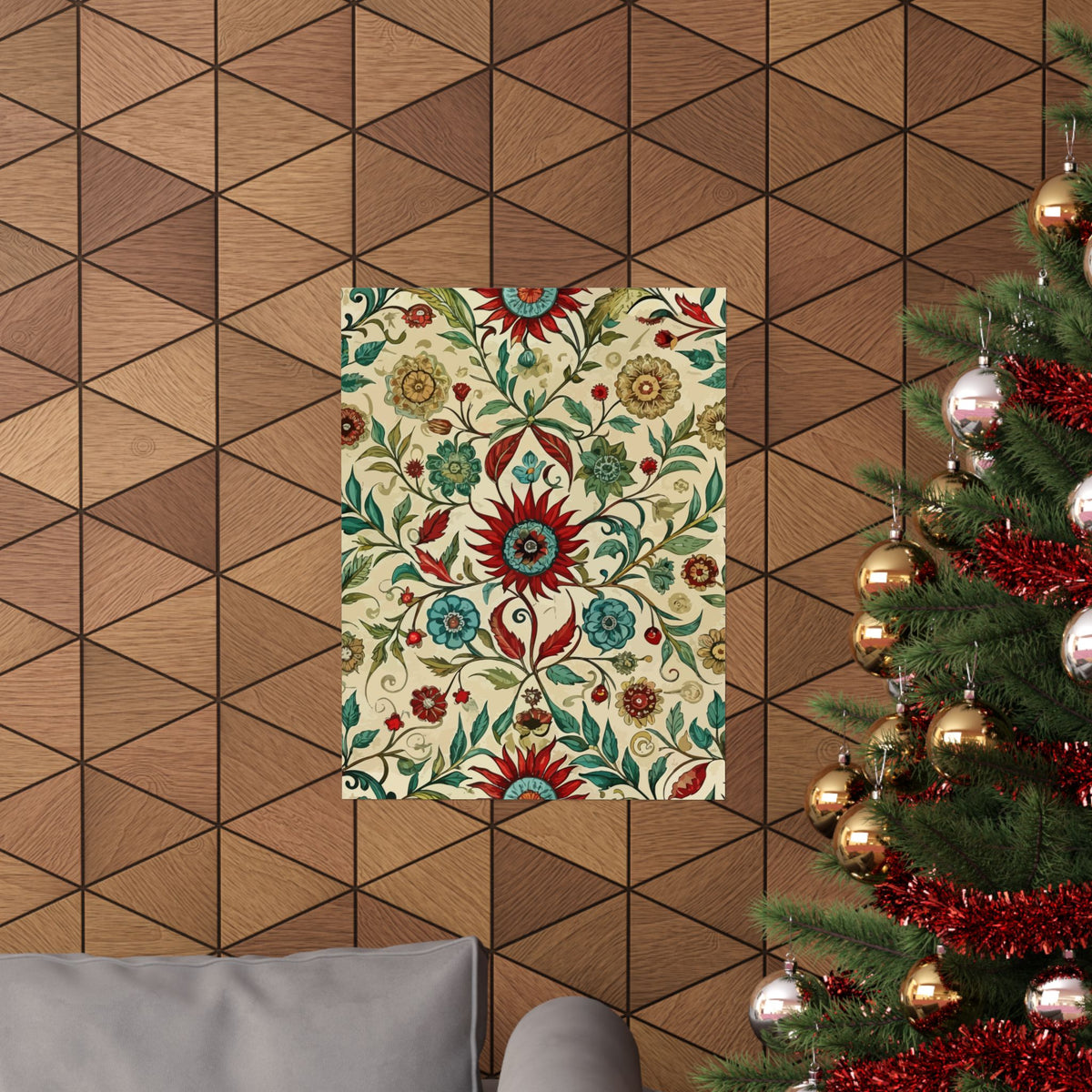 Folk Floral Pattern, Uzbek Inspired 02 - 18 in x 24 in Matte Poster