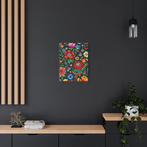 Folk Floral Pattern, Hungarian Inspired 08 - 18 in x 24 in Matte Canvas, Stretched, 1.25 in