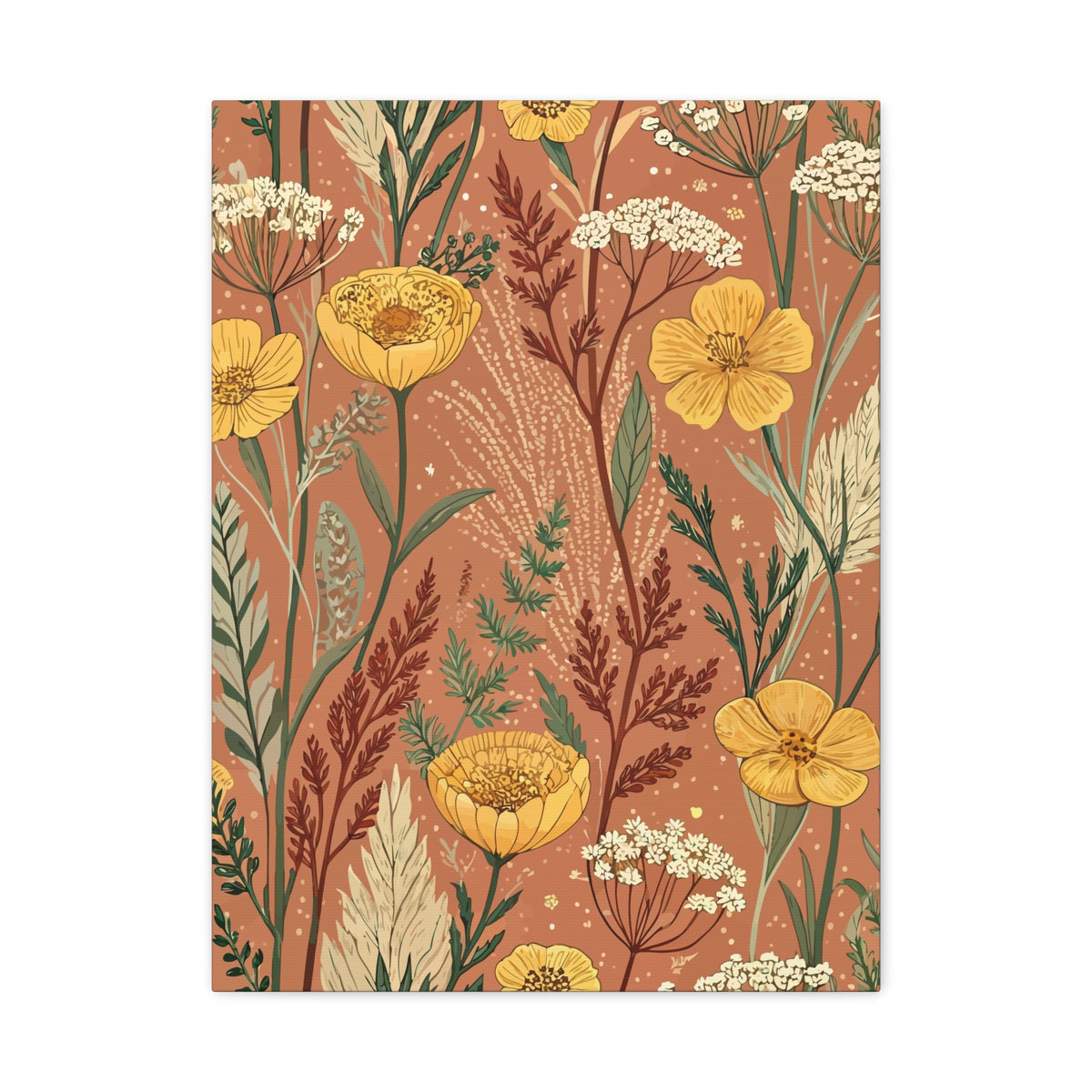 Wildflowers Pattern 038 - 18 in x 24 in Matte Canvas, Stretched, 1.25 in