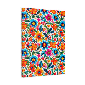 Mexican Floral Fiesta Pattern 050 - 18 in x 24 in Matte Canvas, Stretched, 1.25 in