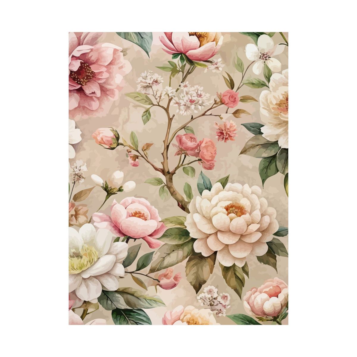 Folk Floral Pattern, Japanese Inspired 02 - 18 in x 24 in Matte Poster