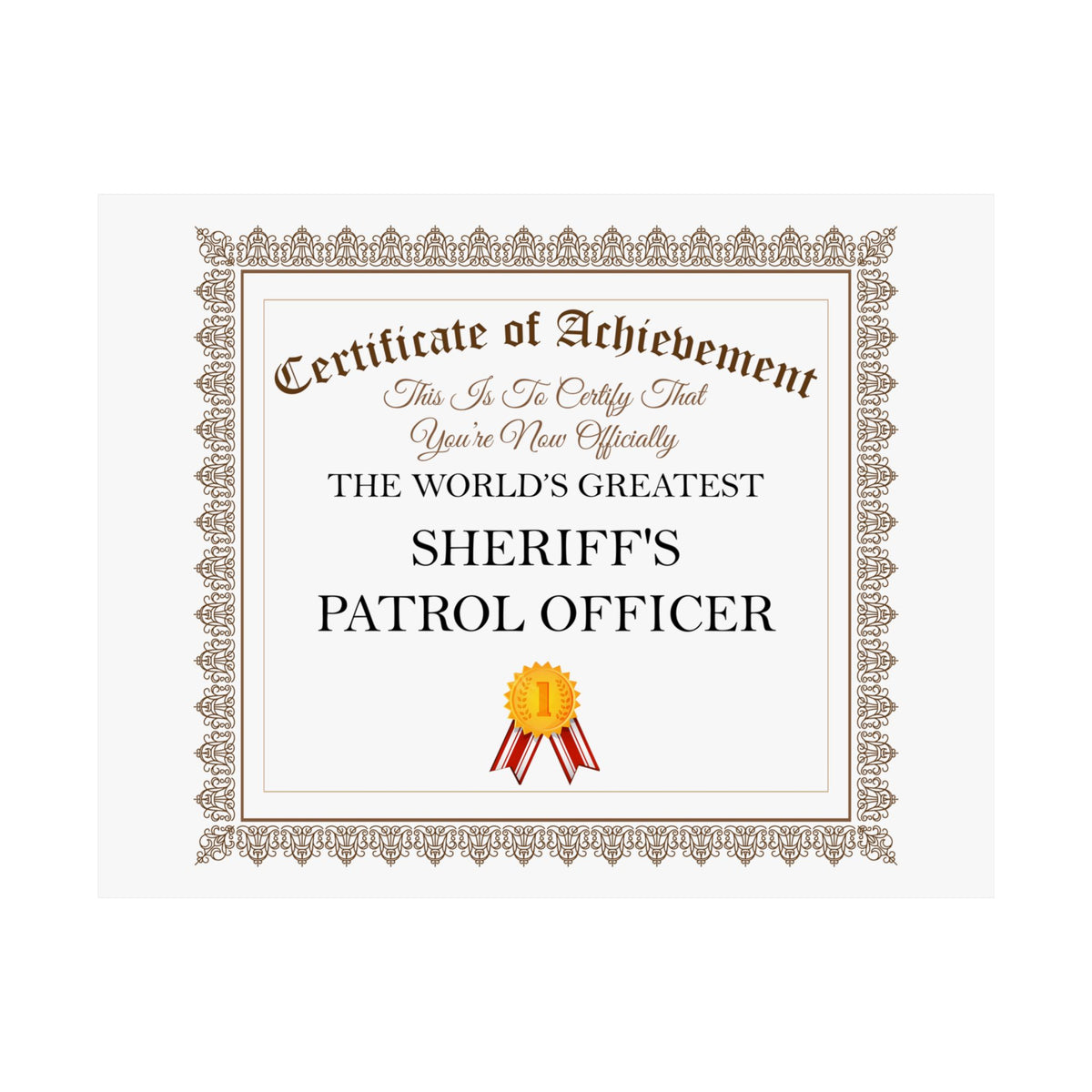 World's Greatest Sheriff's Patrol Officer - 14 in x 11 in Matte Poster
