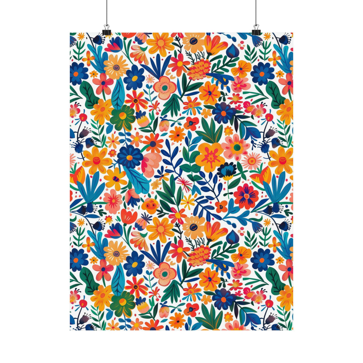Mexican Floral Fiesta Pattern 010 - 18 in x 24 in Matte Poster